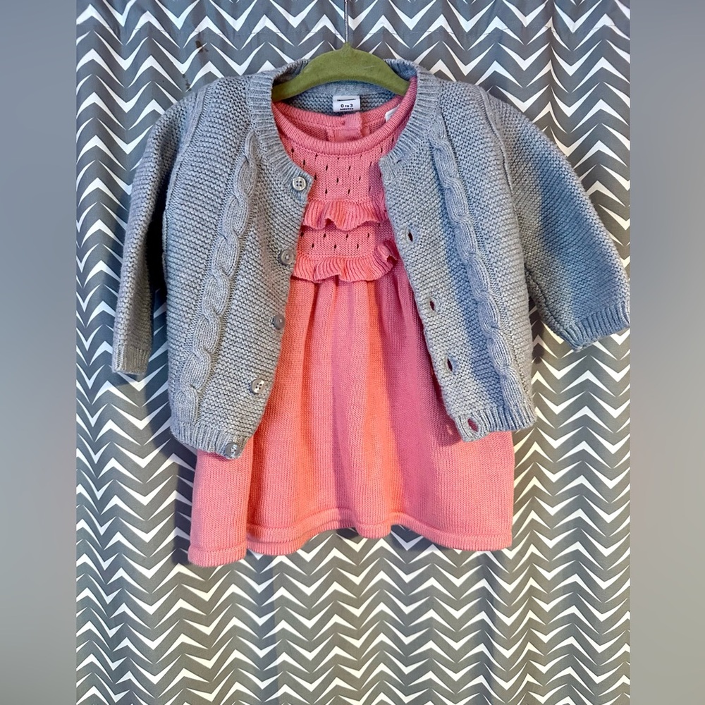 Janie & Jack | Sweater Dress and Cardigan Outfit, Size 0-3m